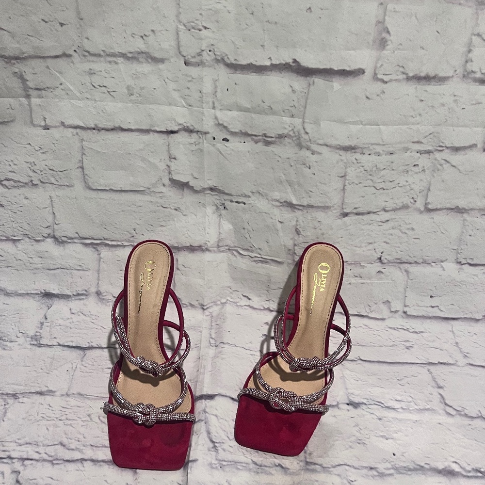 Olivia Fargiano Pink Suede w/Bling Straps Shoes